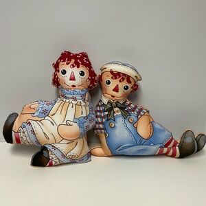 Vintage Raggedy Ann & Andy Doll Pillows - Set of 2 Cushions